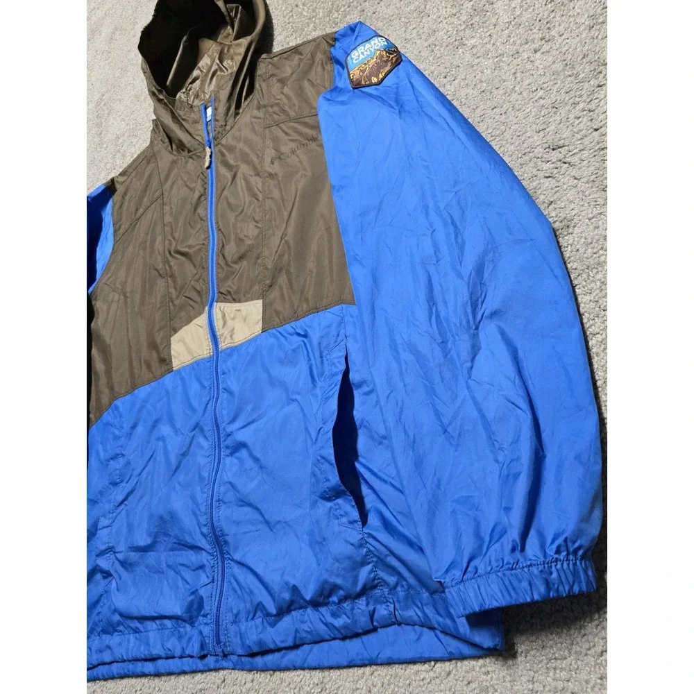 Rare Columbia Grand Canyon Patch Hooded Zip Up‎ Windbreaker Jacket Mens Size S